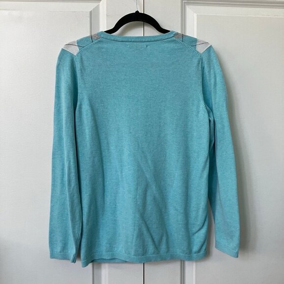 Y2K Tommy Hilfiger Sweater Womens L Prep Academia V-neck Argyle Cotton Knit - Picture 4 of 6